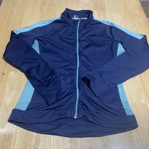 ALO COOLFIT Womens Medium Navy Teal Coolfit Full Zip Stretch‎ Yoga Track Jacket